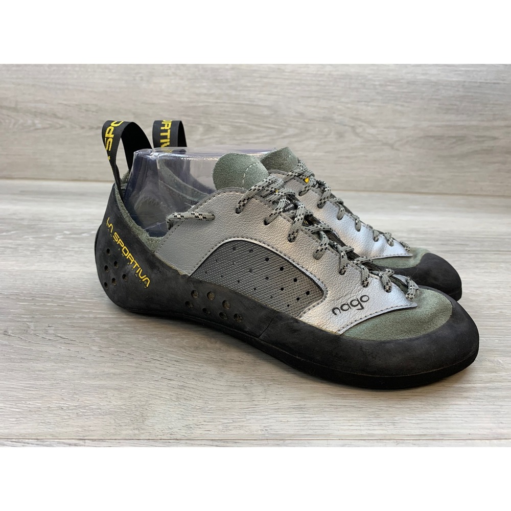 La Sportiva Nago Climbing Shoes Silver Sage Green Vibram XS Edge Mens 7 Womens 8
